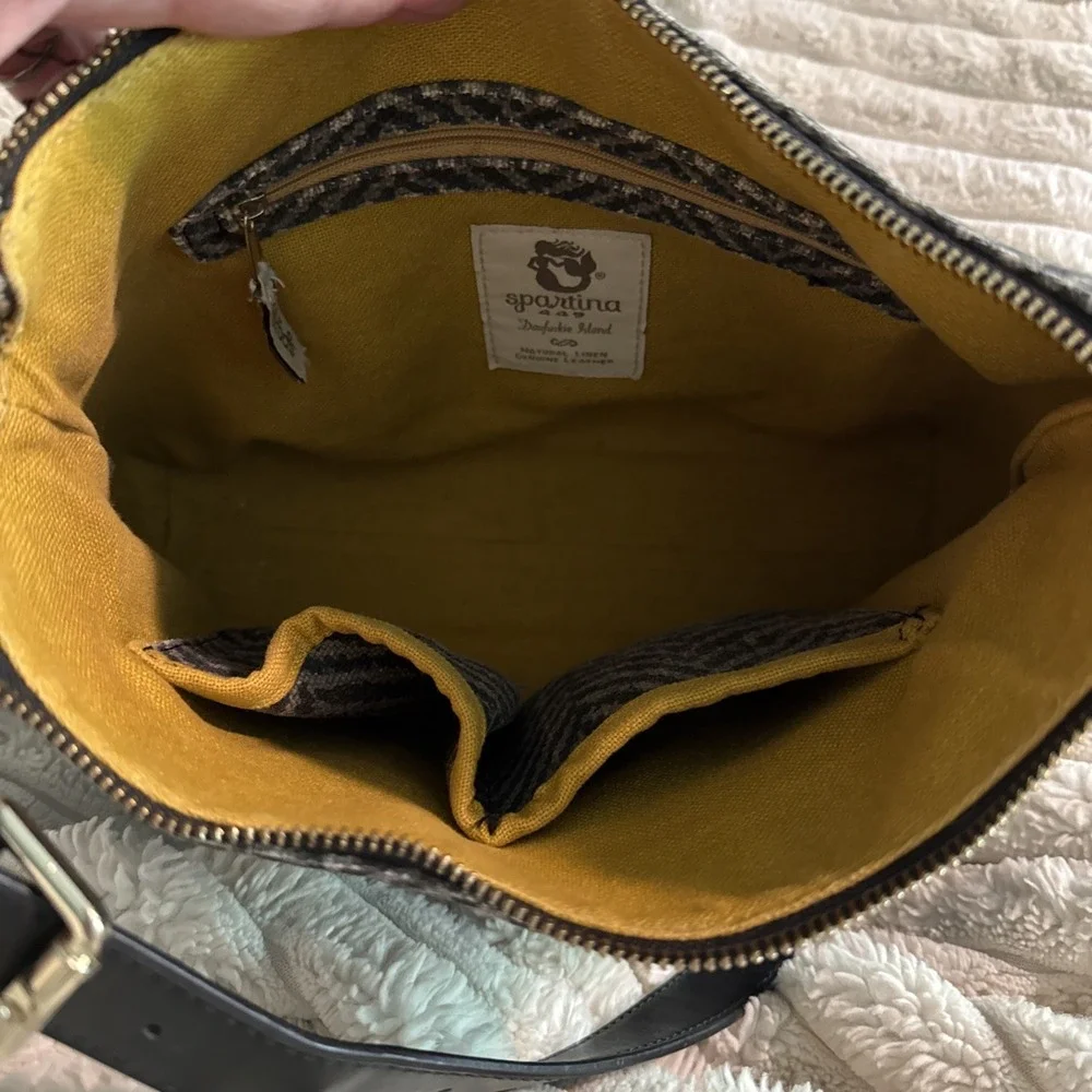 Spartina 449 Purse - Women's Shoulder Bag - Black/gray -‎ Linen And Leather B8